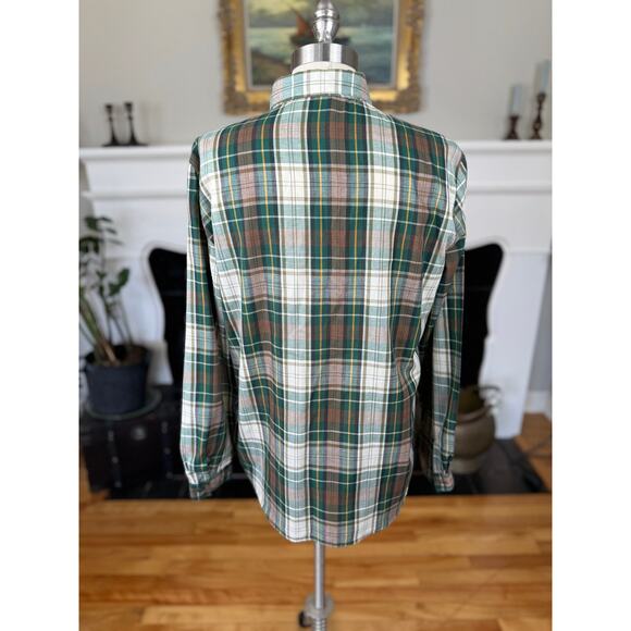 Vintage Plaid Shirt, Green Brown Plaid Button Down Shirt, 70s 80s, Medium, Scout - Picture 4 of 10